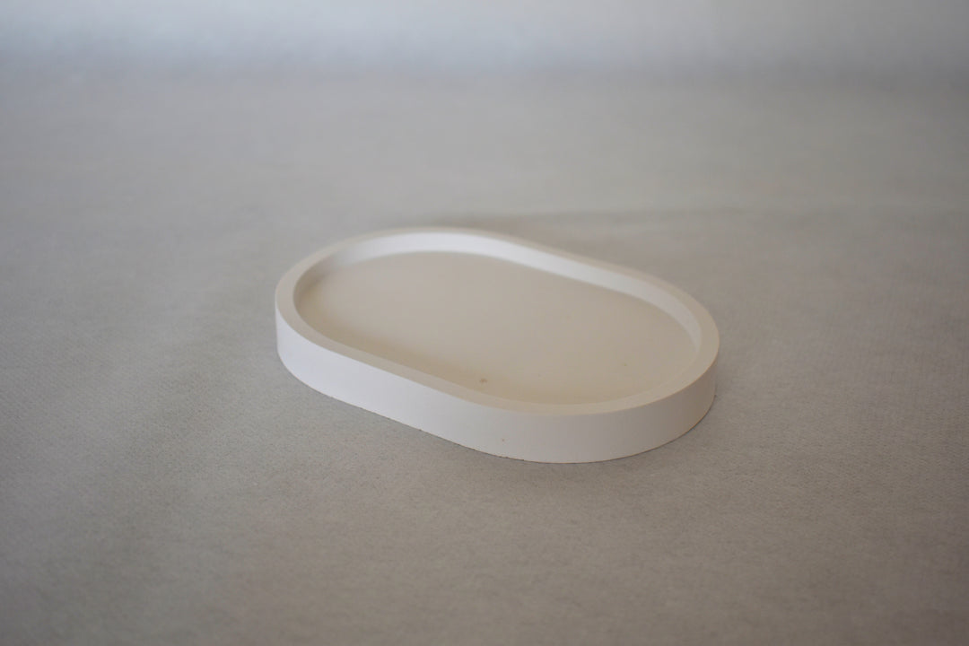 Dekotablet Keramik oval klein breit