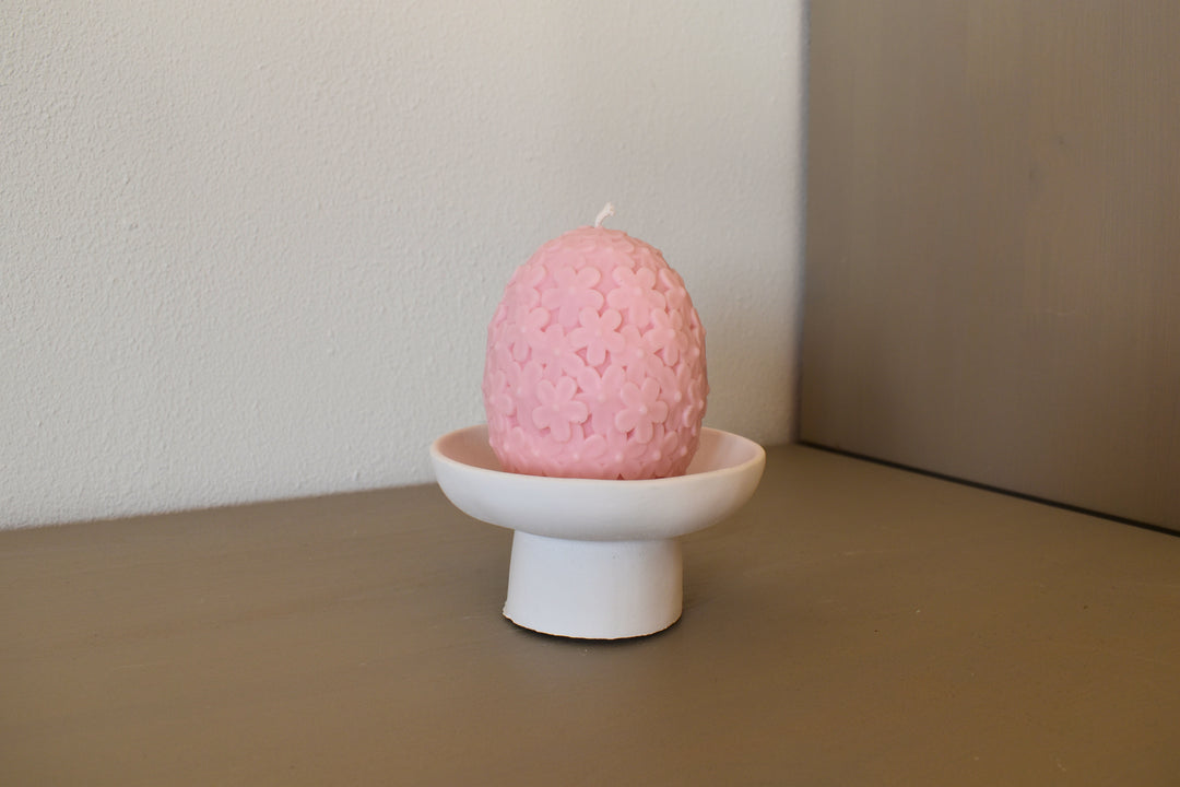 Rapswachskerze Handgegossen Osterei Blümchen Groß Rosa