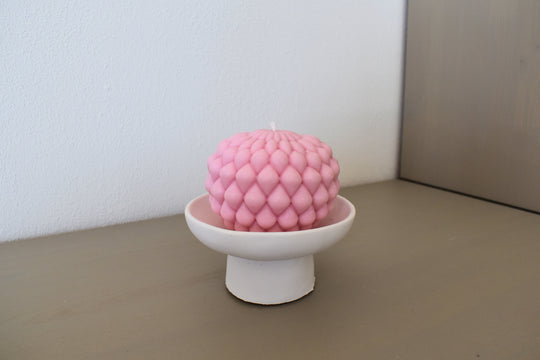 Rapswachskerze Handgegossen Bubblekerze groß rosa frontansicht