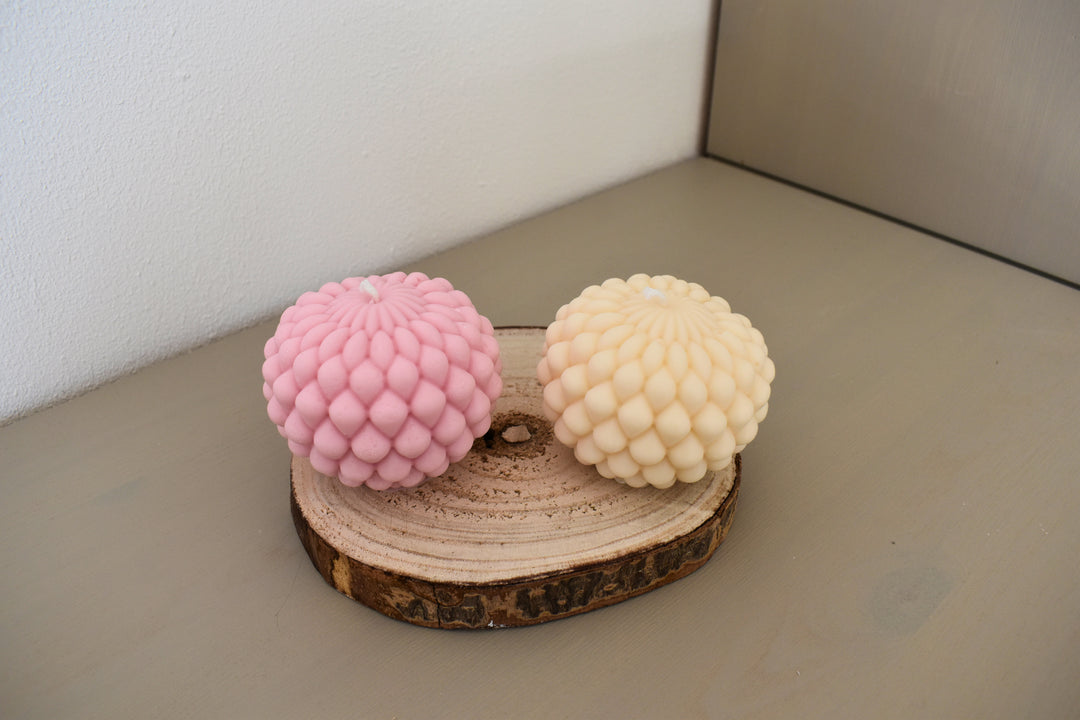 Rapswachskerze Handgegossen Bubblekerze Groß Obenansicht Set weiß, rosa